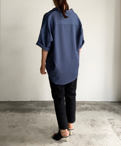 THE TWENTYSEVEN(ザ トゥエンティーセブン)の「The TWENTYSEVEN:PE TWILL WORK SHIRTS S/S ポリツイルワークシャツショートスリーブ(シャツ/ブラウス・レディース・ホワイト/ブラック/サックスブルー/グレイッシュベージュ・M/L/XL)」の11枚目の写真