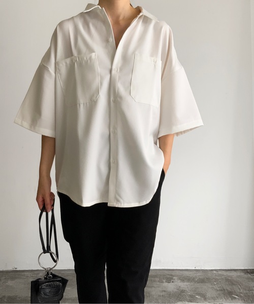 THE TWENTYSEVEN(ザ トゥエンティーセブン)の「The TWENTYSEVEN:PE TWILL WORK SHIRTS S/S ポリツイルワークシャツショートスリーブ(シャツ/ブラウス・レディース・ホワイト/ブラック/サックスブルー/グレイッシュベージュ・M/L/XL)」の20枚目の写真