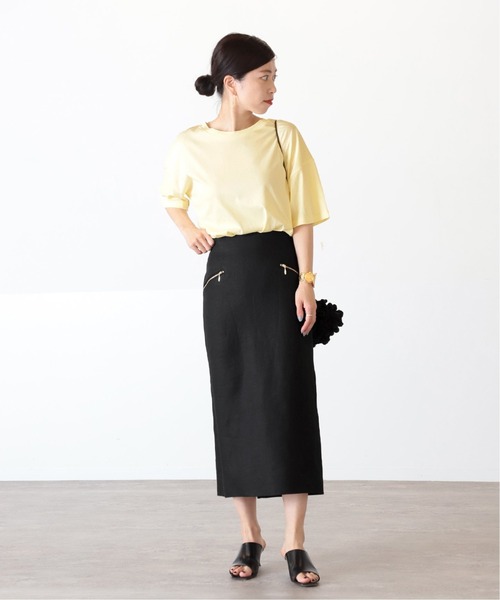 IENA イエナ ストレッチリネンポケットスカート ブラック 36 VERMEIL par iena(ヴェルメイユパーイエナ)の「リネンジップ