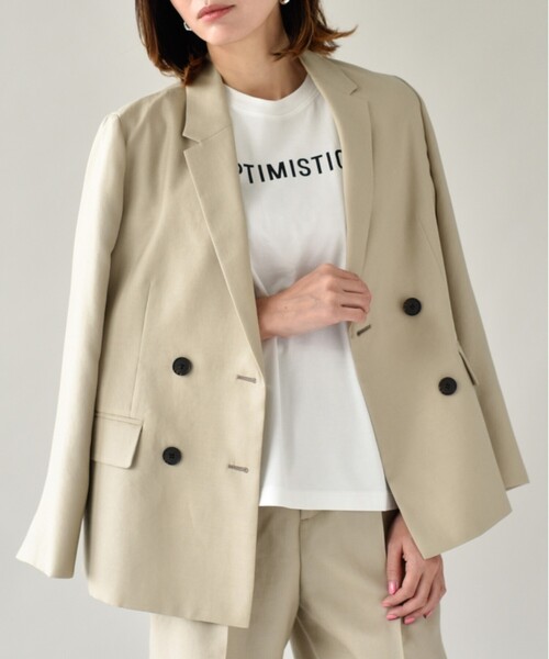 UNTITLED（アンタイトル）の「◆【SET UP】リネンライク ダブルブレストジャケット＜洗える＞（スーツジャケット・レディース・サンドベージュ/ベージュ・42/04/02/44/00/48/03/01）」の2枚目の写真