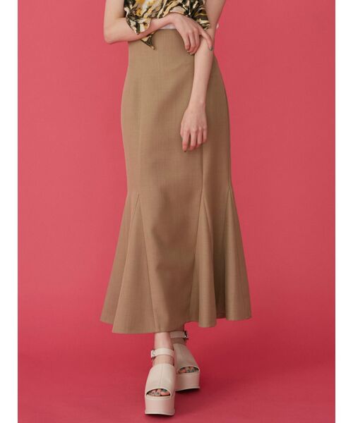 MURUA（ムルーア）の「リネンタッチハイウエストナローマーメイドスカート（スカート・レディース・ブラック/ベージュ/オリーブ/アイボリー・1/2/0）」の4枚目の写真