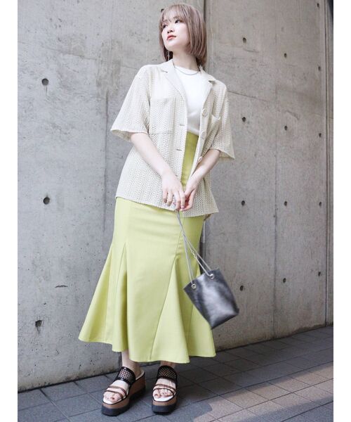 MURUA（ムルーア）の「リネンタッチハイウエストナローマーメイドスカート（スカート・レディース・ブラック/ベージュ/オリーブ/アイボリー・1/2/0）」の22枚目の写真