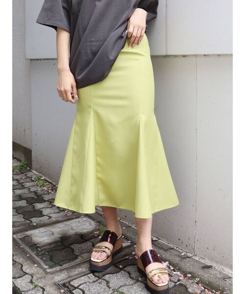 MURUA（ムルーア）の「リネンタッチハイウエストナローマーメイドスカート（スカート・レディース・ブラック/ベージュ/オリーブ/アイボリー・1/2/0）」の21枚目の写真