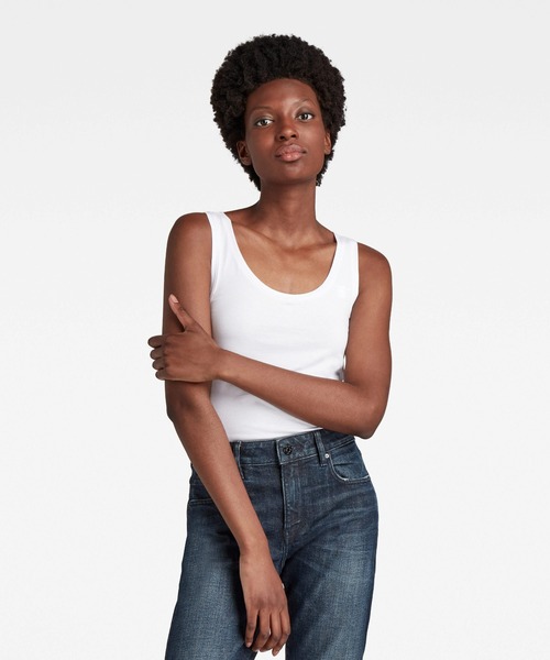 G-STAR(ジースター)の「BASIC ROUND NECK TANKTOP(タンクトップ・レディース・ホワイト/ブラック・SMALL/MEDIUM/X-SMALL)」の1枚目の写真