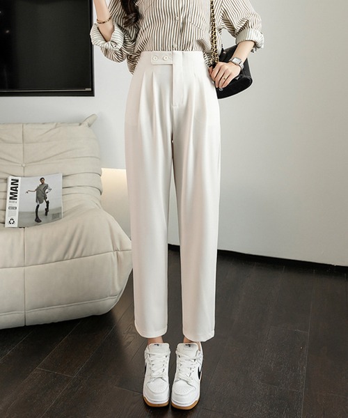 aimoha（アイモハ）の「後ろウェストゴムスラックス（スラックス・レディース・ブラック/ベージュ・SMALL/MEDIUM/LARGE/X-LARGE/XX-LARGE）」の7枚目の写真