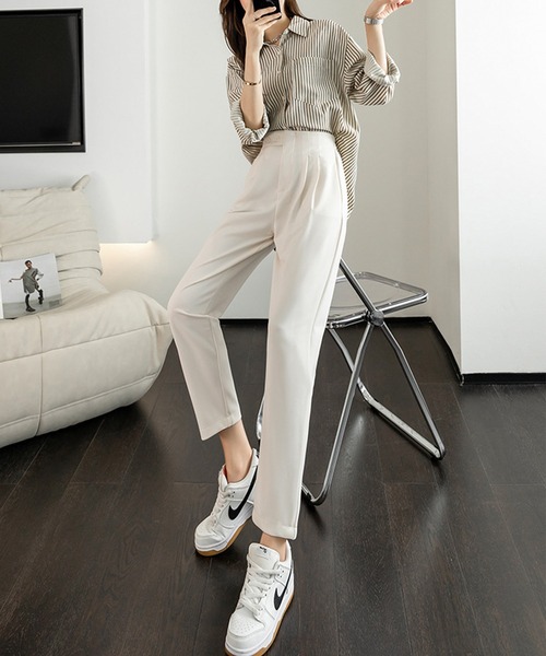 aimoha（アイモハ）の「後ろウェストゴムスラックス（スラックス・レディース・ブラック/ベージュ・SMALL/MEDIUM/LARGE/X-LARGE/XX-LARGE）」の9枚目の写真