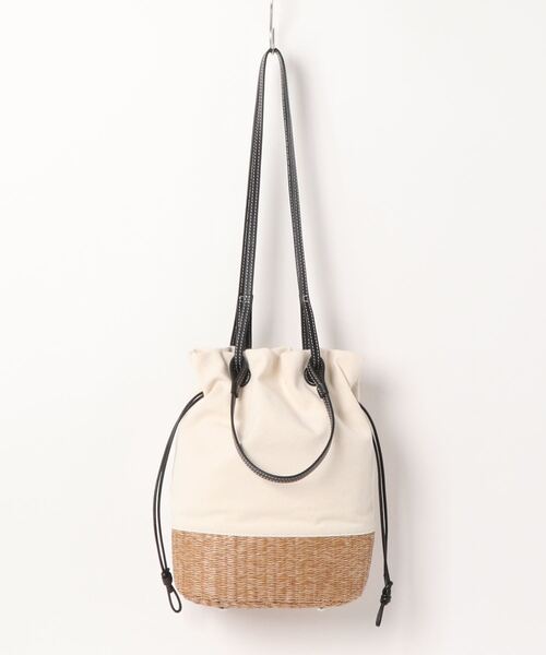 story.（ストーリー）の「【story/ストーリー】キャンバス×カゴ2WAYバッグ（かごバッグ・レディース・ホワイト/ベージュ・FREE）」の5枚目の写真