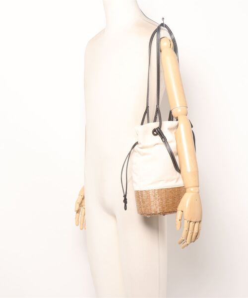 story.（ストーリー）の「【story/ストーリー】キャンバス×カゴ2WAYバッグ（かごバッグ・レディース・ホワイト/ベージュ・FREE）」の6枚目の写真
