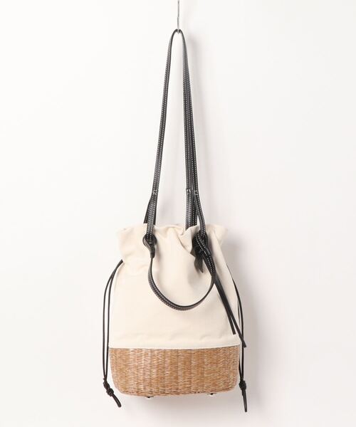 story.（ストーリー）の「【story/ストーリー】キャンバス×カゴ2WAYバッグ（かごバッグ・レディース・ホワイト/ベージュ・FREE）」の10枚目の写真