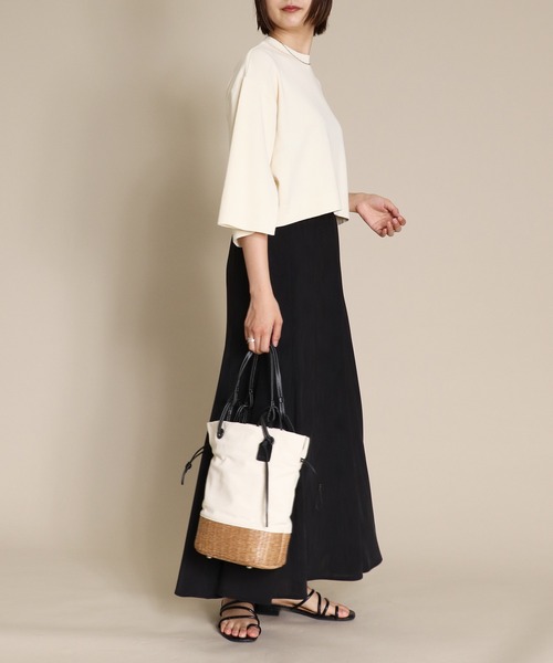 story.（ストーリー）の「【story/ストーリー】キャンバス×カゴ2WAYバッグ（かごバッグ・レディース・ホワイト/ベージュ・FREE）」の7枚目の写真