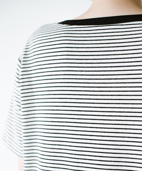 haco!（ハコ）の「シンプルTシャツに飽きた！コーデにアクセントが欲しい！そんなときにさっと着てかわいい　柄とシルエットで体操服見えを回避したリンガーTシャツby who made me（Tシャツ/カットソー・レディース・ホワイト×ブラック/ブラウン系その他・SMALL/MEDIUM/LARGE/X-LARGE）」の19枚目の写真