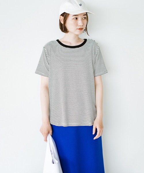 haco!（ハコ）の「シンプルTシャツに飽きた！コーデにアクセントが欲しい！そんなときにさっと着てかわいい　柄とシルエットで体操服見えを回避したリンガーTシャツby who made me（Tシャツ/カットソー・レディース・ホワイト×ブラック/ブラウン系その他・SMALL/MEDIUM/LARGE/X-LARGE）」の22枚目の写真