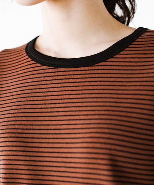 haco!（ハコ）の「シンプルTシャツに飽きた！コーデにアクセントが欲しい！そんなときにさっと着てかわいい　柄とシルエットで体操服見えを回避したリンガーTシャツby who made me（Tシャツ/カットソー・レディース・ホワイト×ブラック/ブラウン系その他・SMALL/MEDIUM/LARGE/X-LARGE）」の14枚目の写真