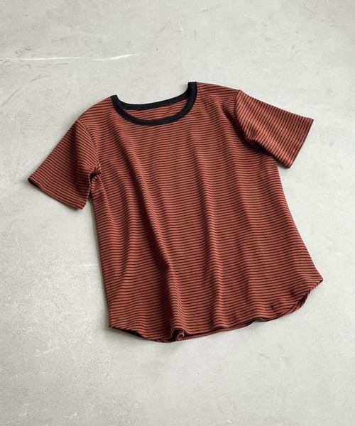 haco!（ハコ）の「シンプルTシャツに飽きた！コーデにアクセントが欲しい！そんなときにさっと着てかわいい　柄とシルエットで体操服見えを回避したリンガーTシャツby who made me（Tシャツ/カットソー・レディース・ホワイト×ブラック/ブラウン系その他・SMALL/MEDIUM/LARGE/X-LARGE）」の9枚目の写真