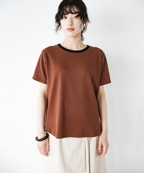 haco!（ハコ）の「シンプルTシャツに飽きた！コーデにアクセントが欲しい！そんなときにさっと着てかわいい　柄とシルエットで体操服見えを回避したリンガーTシャツby who made me（Tシャツ/カットソー・レディース・ホワイト×ブラック/ブラウン系その他・SMALL/MEDIUM/LARGE/X-LARGE）」の20枚目の写真