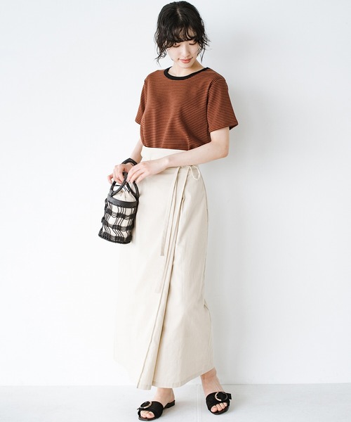 haco!（ハコ）の「シンプルTシャツに飽きた！コーデにアクセントが欲しい！そんなときにさっと着てかわいい　柄とシルエットで体操服見えを回避したリンガーTシャツby who made me（Tシャツ/カットソー・レディース・ホワイト×ブラック/ブラウン系その他・SMALL/MEDIUM/LARGE/X-LARGE）」の5枚目の写真