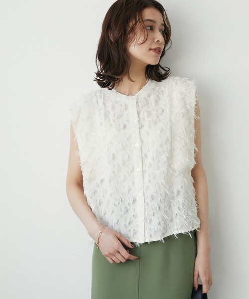 Sugar spoon（シュガースプーン）の「・SUGAR SPOON フリンジジャカードブラウス（シャツ/ブラウス・レディース・ブラック/アイボリー/イエロー・FREE）」の2枚目の写真
