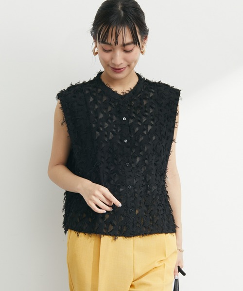 Sugar spoon（シュガースプーン）の「・SUGAR SPOON フリンジジャカードブラウス（シャツ/ブラウス・レディース・ブラック/アイボリー/イエロー・FREE）」の3枚目の写真
