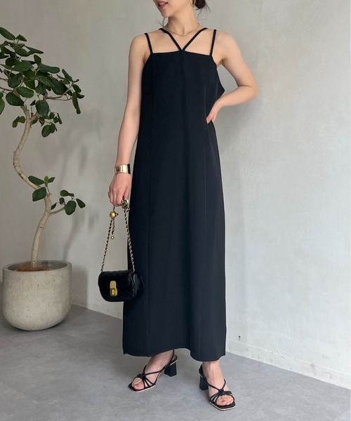 prose verse(プロズヴェール)の「クロスストラップナローキャミワンピ(ワンピース・レディース・グリーン/ブラウン/ブラック・フリ-)」の2枚目の写真