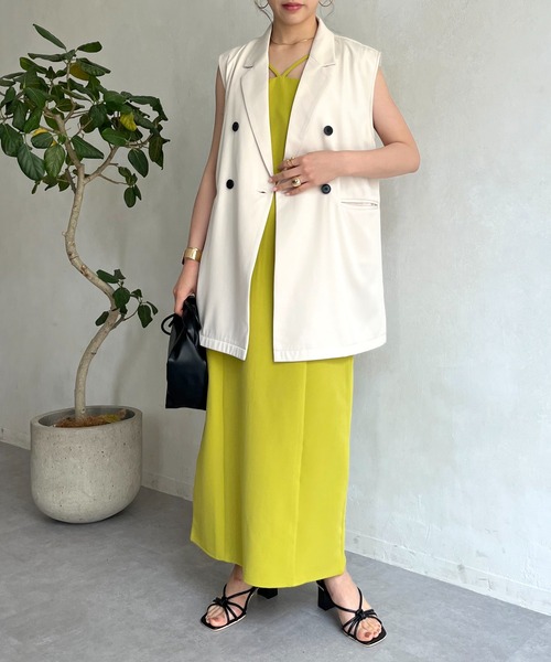 prose verse(プロズヴェール)の「クロスストラップナローキャミワンピ(ワンピース・レディース・グリーン/ブラウン/ブラック・フリ-)」の17枚目の写真