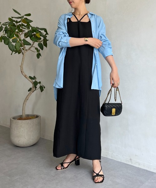 prose verse(プロズヴェール)の「クロスストラップナローキャミワンピ(ワンピース・レディース・グリーン/ブラウン/ブラック・フリ-)」の18枚目の写真