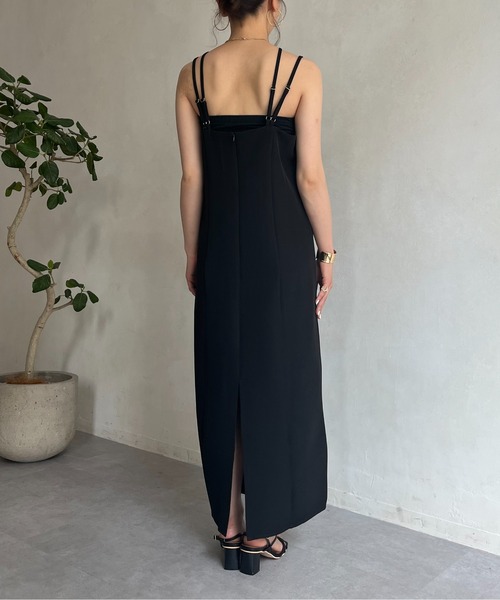 prose verse(プロズヴェール)の「クロスストラップナローキャミワンピ(ワンピース・レディース・グリーン/ブラウン/ブラック・フリ-)」の5枚目の写真