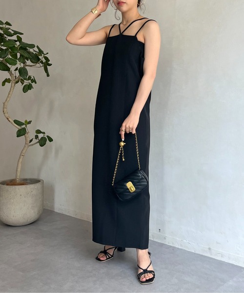 prose verse(プロズヴェール)の「クロスストラップナローキャミワンピ(ワンピース・レディース・グリーン/ブラウン/ブラック・フリ-)」の8枚目の写真