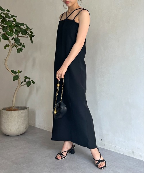 prose verse(プロズヴェール)の「クロスストラップナローキャミワンピ(ワンピース・レディース・グリーン/ブラウン/ブラック・フリ-)」の7枚目の写真