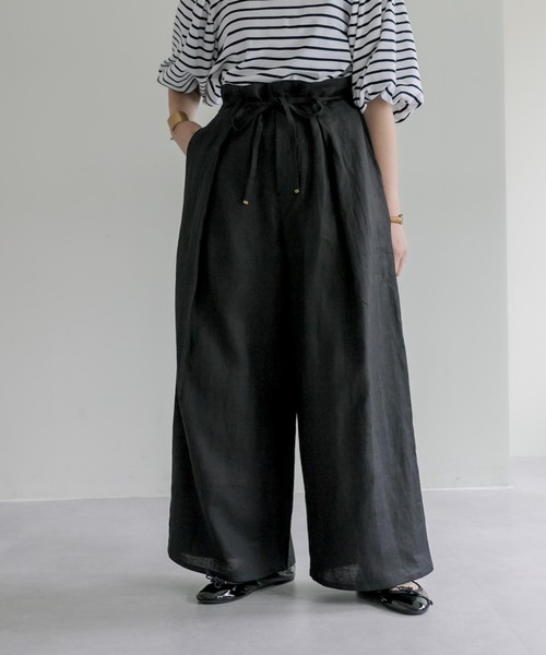 PUAL CE CIN（ピュアルセシン）の「麻キャンバスパンツ（その他パンツ・レディース・ブラック/ナチュラル・FREE）」の2枚目の写真