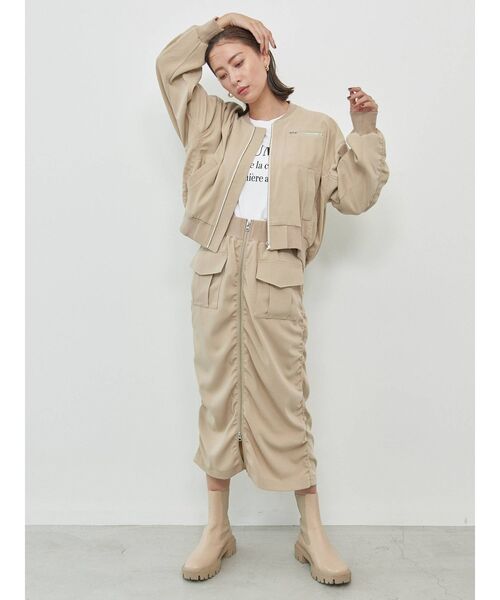 COTORICA（コトリカ）の「【THE DAYZ TOKYO】シャーリングミリタリータイトスカート【セットアップ対応】（スカート・レディース・ベージュ/カーキ・FREE）」の7枚目の写真