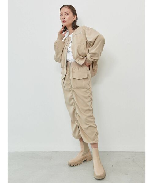 COTORICA（コトリカ）の「【THE DAYZ TOKYO】シャーリングミリタリータイトスカート【セットアップ対応】（スカート・レディース・ベージュ/カーキ・FREE）」の3枚目の写真