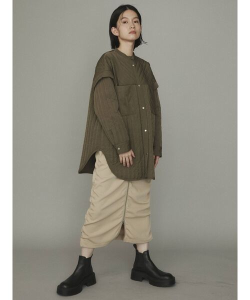 COTORICA（コトリカ）の「【THE DAYZ TOKYO】シャーリングミリタリータイトスカート【セットアップ対応】（スカート・レディース・ベージュ/カーキ・FREE）」の4枚目の写真