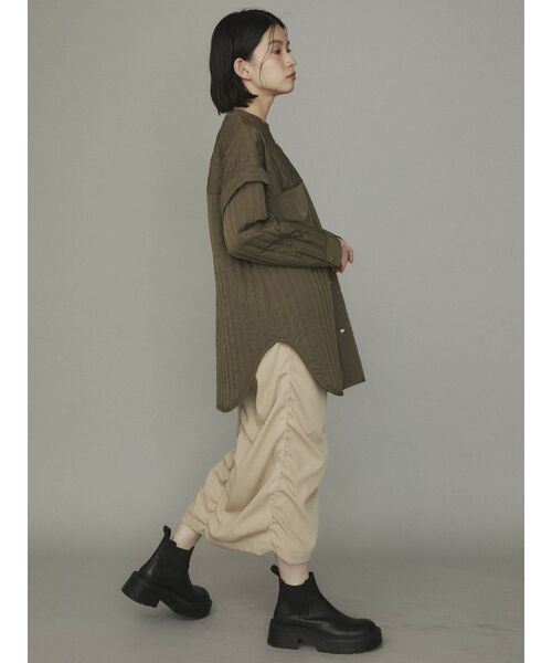 COTORICA（コトリカ）の「【THE DAYZ TOKYO】シャーリングミリタリータイトスカート【セットアップ対応】（スカート・レディース・ベージュ/カーキ・FREE）」の6枚目の写真
