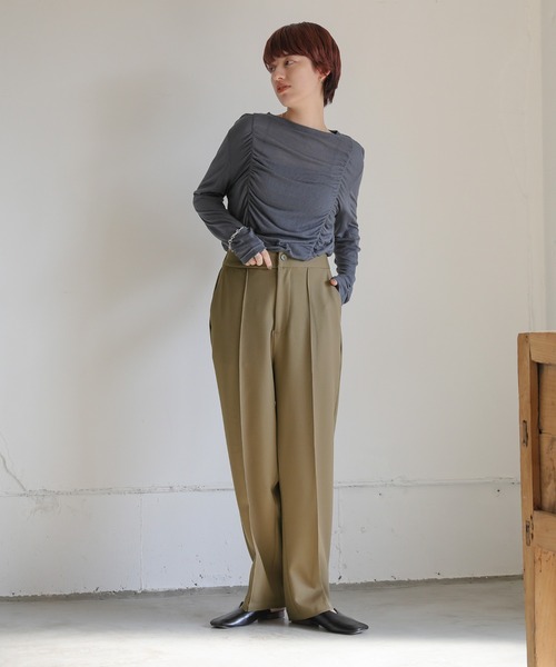 モカ　２点 30%OFF【CAMBIO(カンビオ)】サイドZIPラインパンツ(CA-24-39