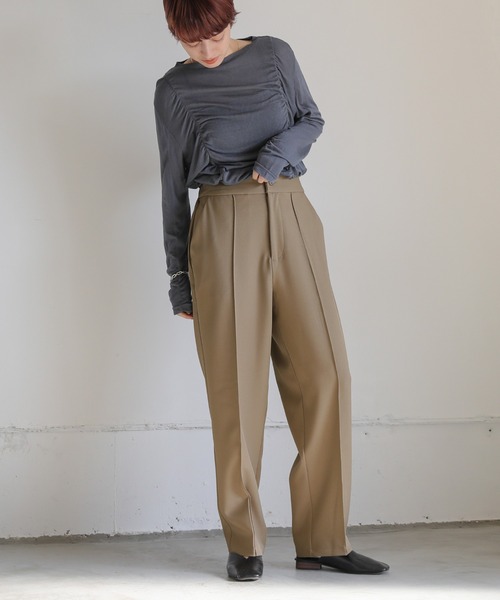 select MOCA（セレクトモカ）の「センターピンタックテーパードパンツ（スラックス・レディース・ブラック/グレイッシュベージュ/テラコッタ・FREE）」の14枚目の写真