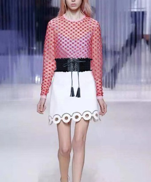 almo（アルモ）の「ﾚｰｽ編み上ﾍﾞﾙﾄ【YC】（ベルト・レディース・ホワイト/ブラック/キャメル・FREE）」の6枚目の写真