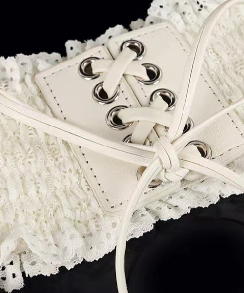 almo（アルモ）の「ﾚｰｽ編み上ﾍﾞﾙﾄ【YC】（ベルト・レディース・ホワイト/ブラック/キャメル・FREE）」の8枚目の写真