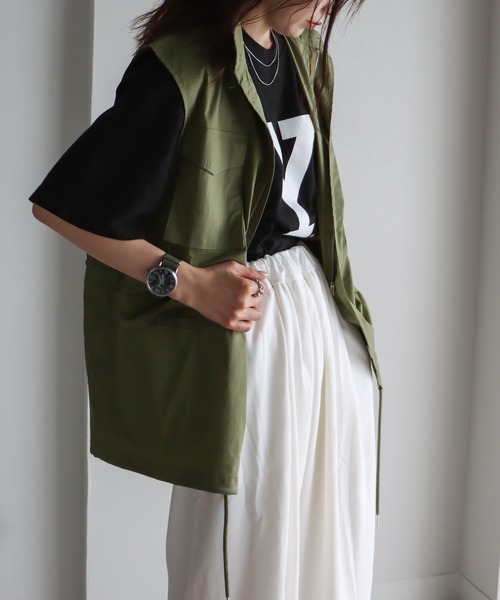 COURO（コウロ）の「M-65ミリタリーベスト（ベスト・レディース・ホワイト/ブラック/カーキ・FREE）」の17枚目の写真