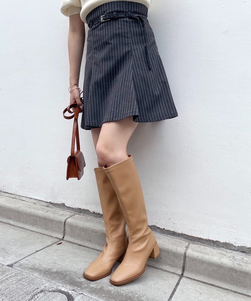 one after another NICE CLAUP（ワンアフターアナザーナイスクラップ）の「【2022AWアイテム】ストレッチロングブーツ（ブーツ・レディース・ブラック/ベージュ・SMALL/MEDIUM/LARGE）」の5枚目の写真