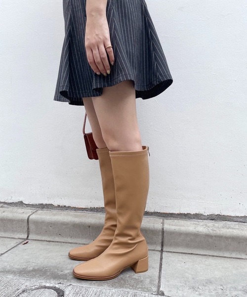 one after another NICE CLAUP（ワンアフターアナザーナイスクラップ）の「【2022AWアイテム】ストレッチロングブーツ（ブーツ・レディース・ブラック/ベージュ・SMALL/MEDIUM/LARGE）」の6枚目の写真