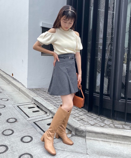 one after another NICE CLAUP（ワンアフターアナザーナイスクラップ）の「【2022AWアイテム】ストレッチロングブーツ（ブーツ・レディース・ブラック/ベージュ・SMALL/MEDIUM/LARGE）」の4枚目の写真