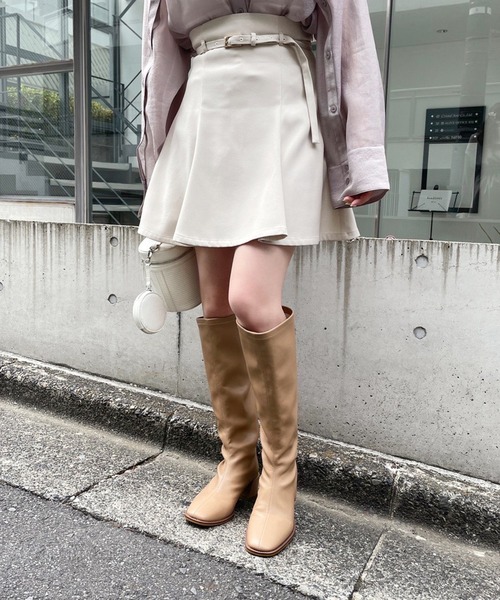 one after another NICE CLAUP（ワンアフターアナザーナイスクラップ）の「【2022AWアイテム】ストレッチロングブーツ（ブーツ・レディース・ブラック/ベージュ・SMALL/MEDIUM/LARGE）」の9枚目の写真