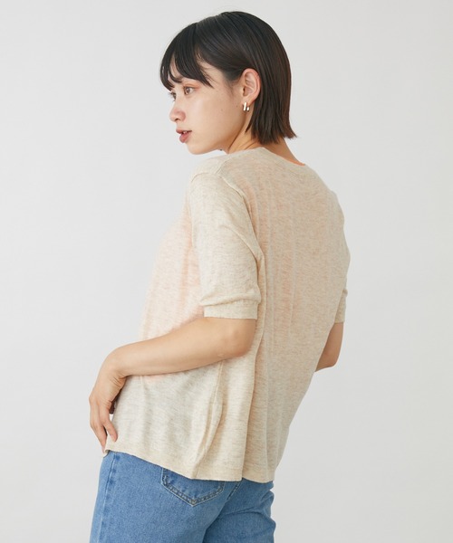 mebole（メボレ）の「Uネック半袖カーディガン（カーディガン/ボレロ・レディース・ホワイト/ブラック/ピンク/ブルー/ライトグリーン/オートミール・FREE）」の11枚目の写真