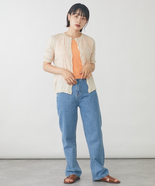 mebole（メボレ）の「Uネック半袖カーディガン（カーディガン/ボレロ・レディース・ホワイト/ブラック/ピンク/ブルー/ライトグリーン/オートミール・FREE）」の21枚目の写真