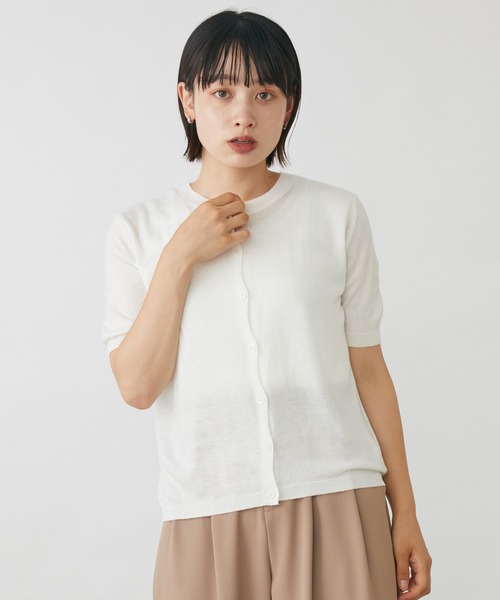 mebole（メボレ）の「Uネック半袖カーディガン（カーディガン/ボレロ・レディース・ホワイト/ブラック/ピンク/ブルー/ライトグリーン/オートミール・FREE）」の18枚目の写真