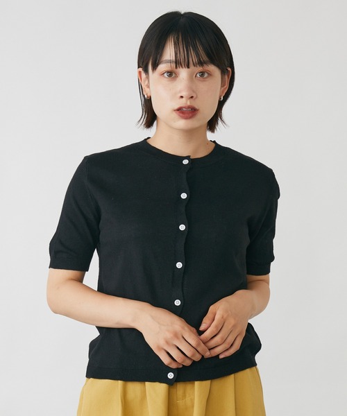 mebole（メボレ）の「Uネック半袖カーディガン（カーディガン/ボレロ・レディース・ホワイト/ブラック/ピンク/ブルー/ライトグリーン/オートミール・FREE）」の15枚目の写真