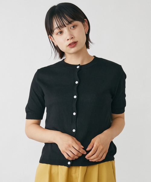mebole（メボレ）の「Uネック半袖カーディガン（カーディガン/ボレロ・レディース・ホワイト/ブラック/ピンク/ブルー/ライトグリーン/オートミール・FREE）」の19枚目の写真