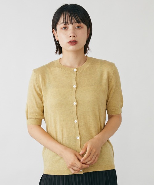 mebole（メボレ）の「Uネック半袖カーディガン（カーディガン/ボレロ・レディース・ホワイト/ブラック/ピンク/ブルー/ライトグリーン/オートミール・FREE）」の12枚目の写真