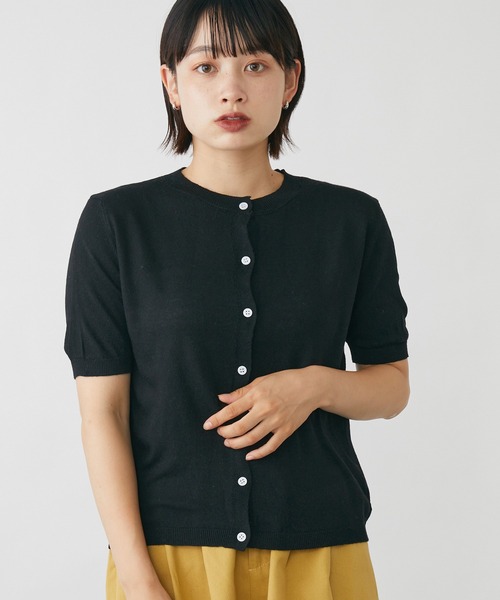 mebole（メボレ）の「Uネック半袖カーディガン（カーディガン/ボレロ・レディース・ホワイト/ブラック/ピンク/ブルー/ライトグリーン/オートミール・FREE）」の7枚目の写真