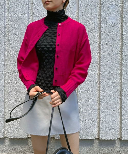 Jewelobe(ジュエローブ)の「度詰め天竺裏編みタッチショートカーディガン(カーディガン/ボレロ・レディース・ブラック/ピンク/イエロー/ブルー/アイボリー・FREE)」の18枚目の写真